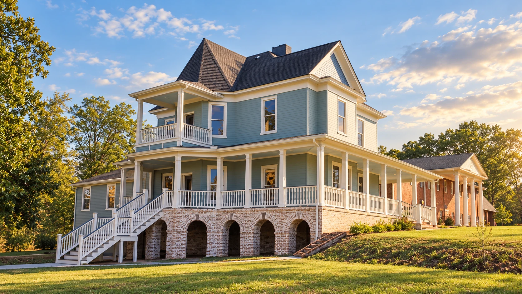 Historic Austell House heritage concept rendering showing its Victorian exterior and wraparound porch